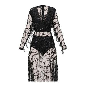 Black Sequin Long Sleeve Maxi Dress